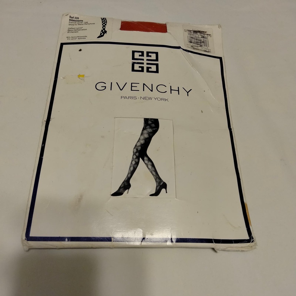 Givenchy Vintage Red Nouvelle Rouge Ribbonette Pantyhose RARE C/D